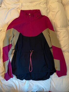 Lululemon Evergreen Anorak Pink Tan Navy Size 8 Windproof Packable